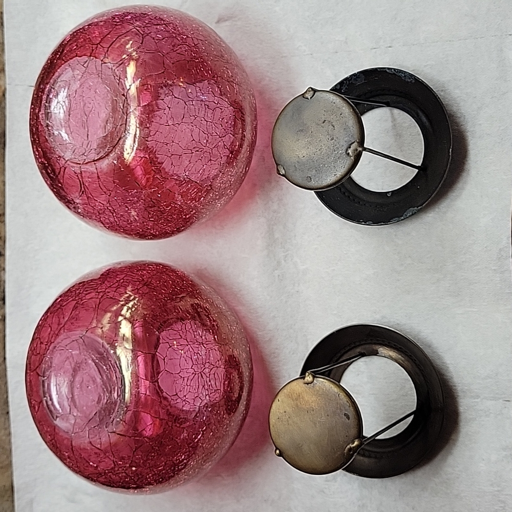 Vintage crackle glass tea light holders (2) - Picture 6 of 8